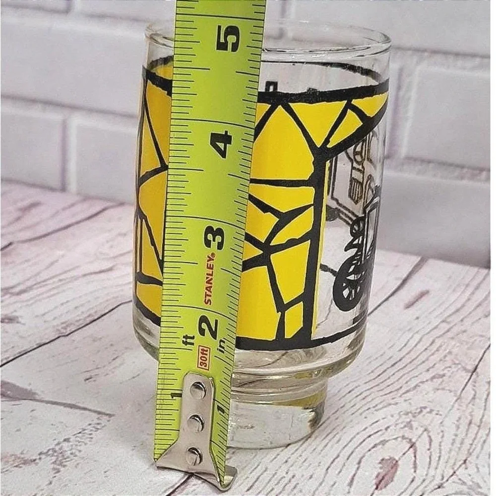 VTG Libby Saferidge Stained Glass Antique Truck Drinking 12oz Glass, Set Of 2